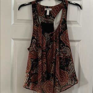 Ambiance Orange and Black Asymmetrical Tank Top